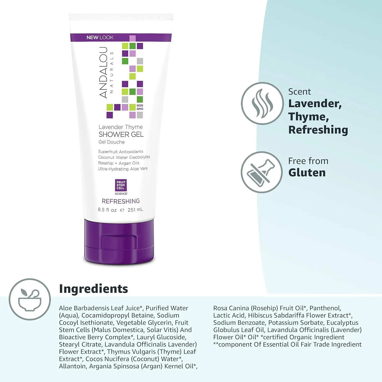 Andalou Naturals Lavender Thyme Refreshing Shower Gel 251ml