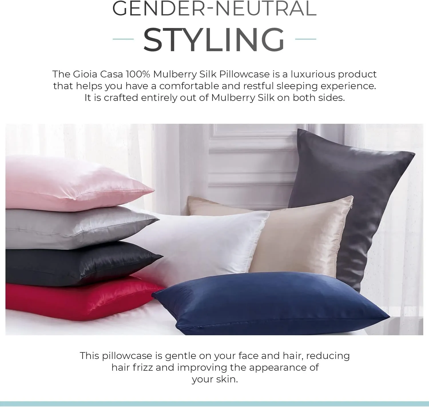 Hypoallergenic Silk Pillowcase Set - Mulberry Silk - Gioia Casa