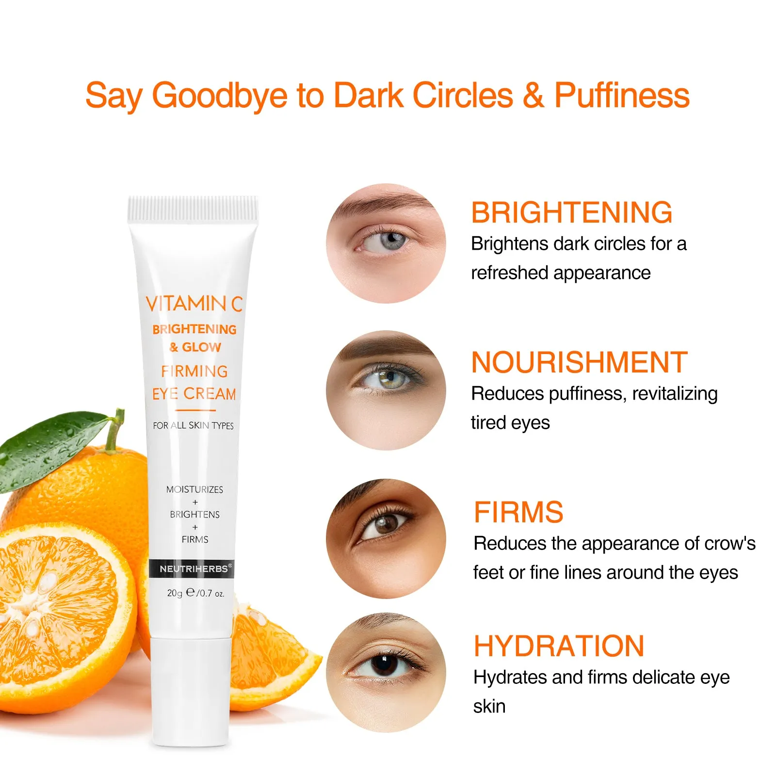 Vitamin C Eye Cream Moisturizes Eye Area With Cooling Gel Formula