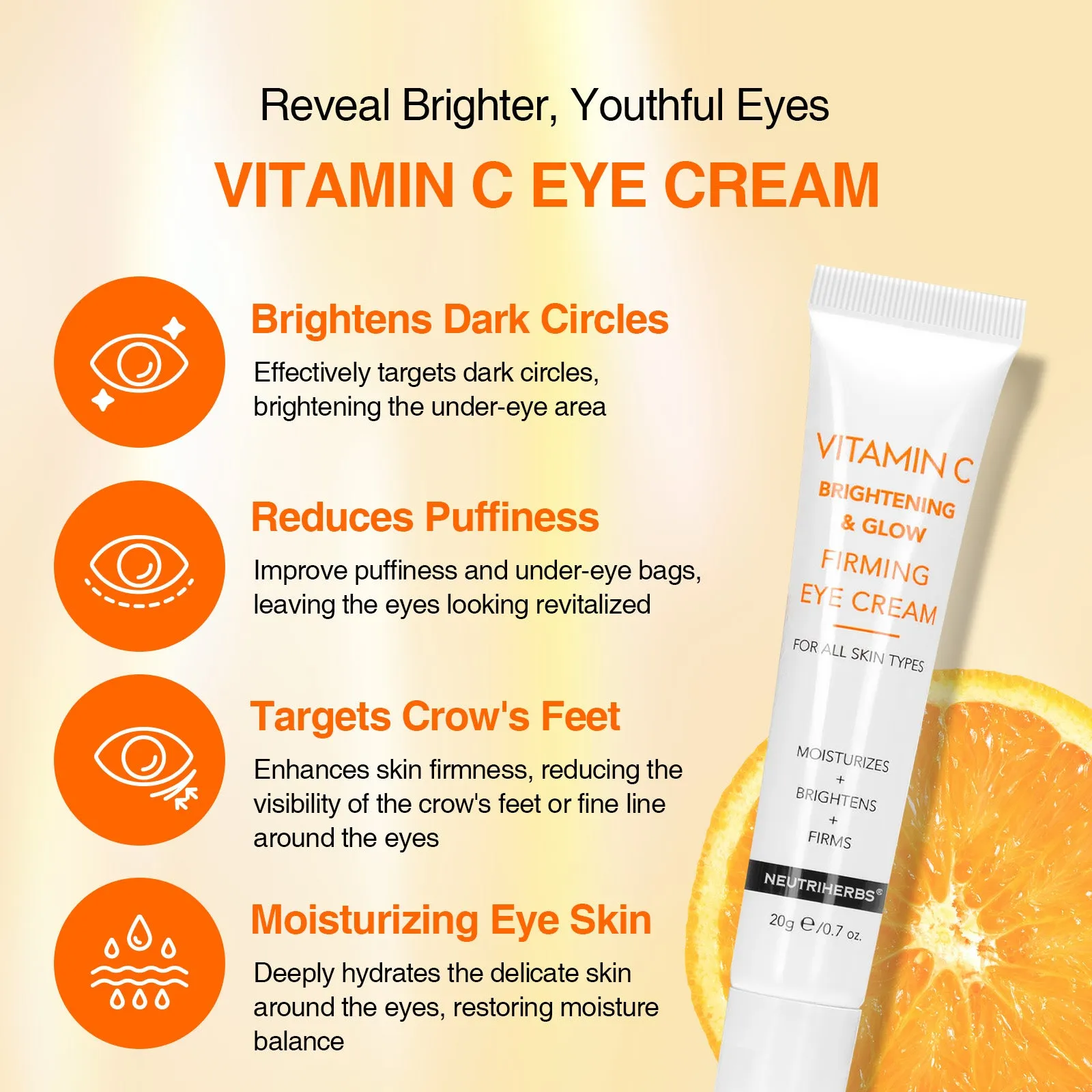 Vitamin C Eye Cream Moisturizes Eye Area With Cooling Gel Formula